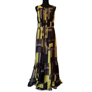 MONNARI Black & Yellow Maxi Dress Size 8